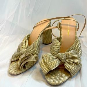 Loeffler Randall Camellia Gold Pleated Bow Heel